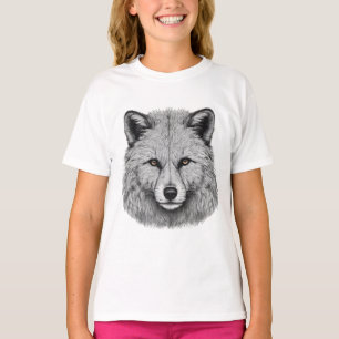 Detailed Gray Fox Portrait with Intense Gaze T-Shirt