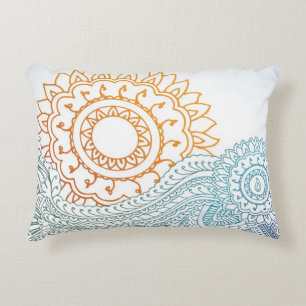 Detailed henna abstract sunrise accent pillow