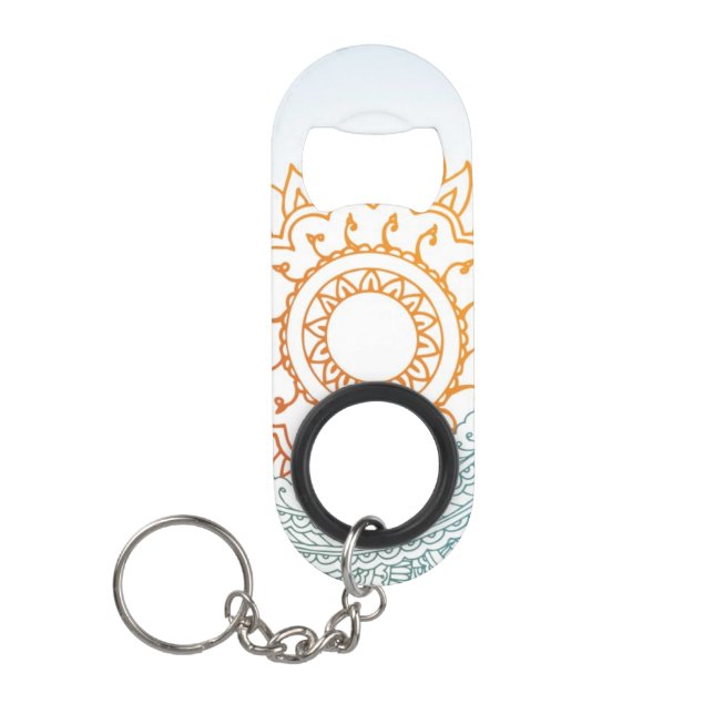 Detailed henna abstract sunrise mini bottle opener (Front)