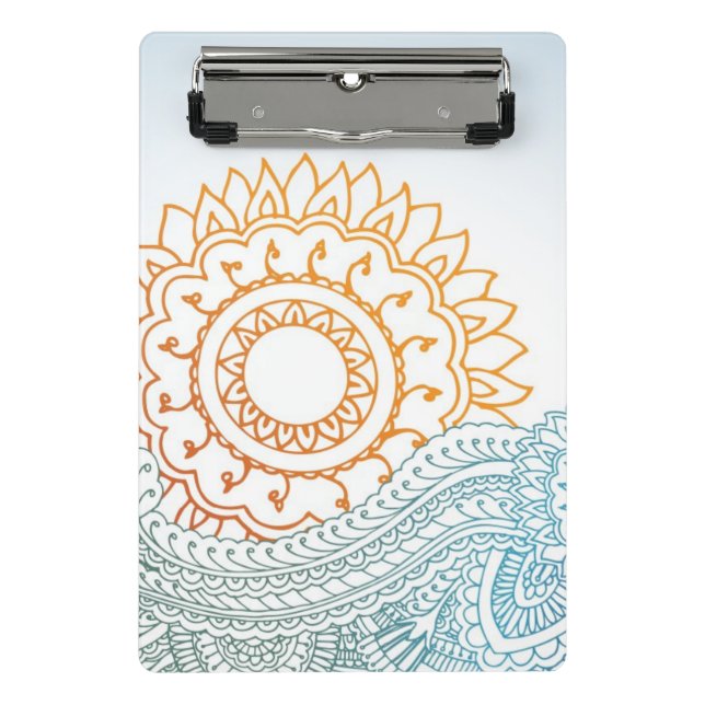 Detailed henna abstract sunrise mini clipboard (Front)