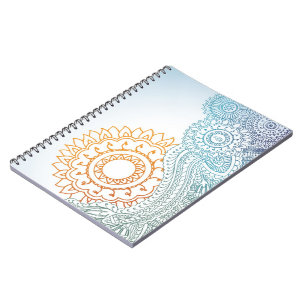 Detailed henna abstract sunrise notebook