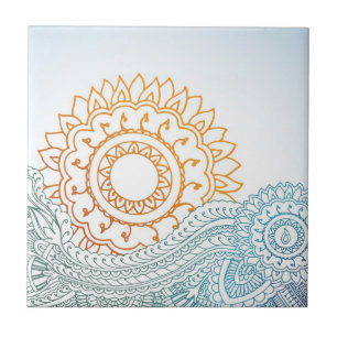 Detailed henna abstract sunrise tile