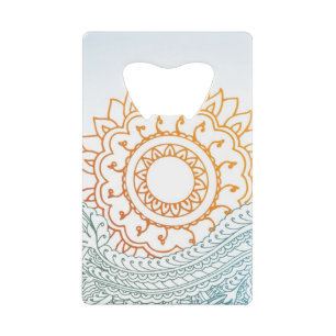 Detailed henna abstract sunrise wallet bottle opener