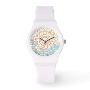 Detailed henna abstract sunrise watch