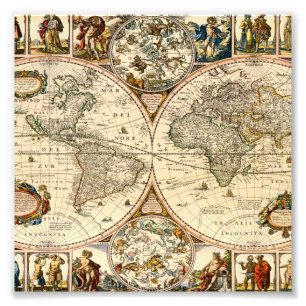 Detailed Historic Map Photo Print
