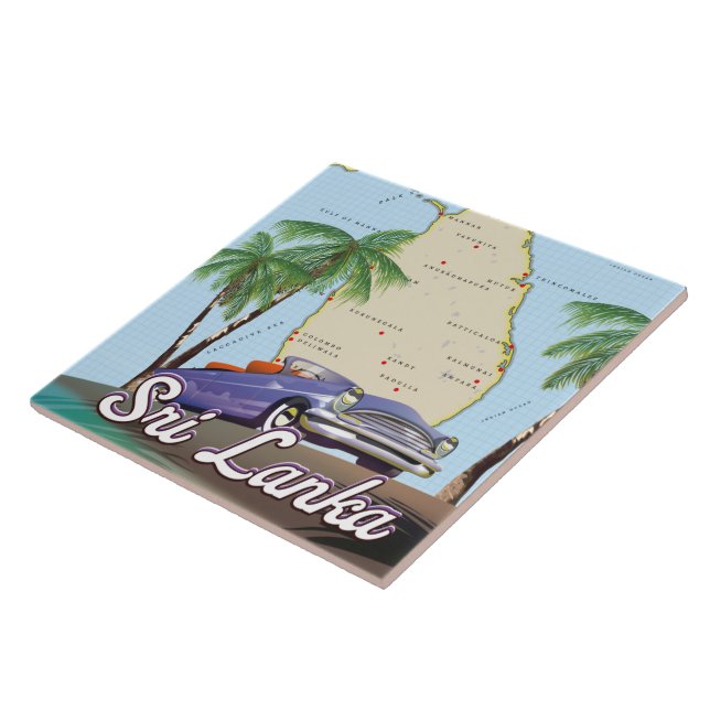 Detailed Illustrated map of Sri Lanka Tile (Side)