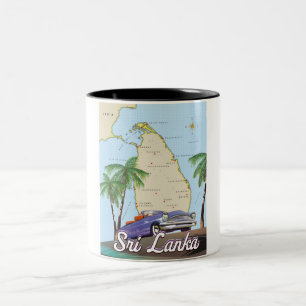 Detailed Illustrated map of Sri Lanka Two-Tone Coffee Mug