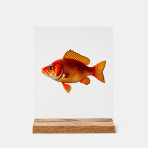 Detailed Illustration of a Red Goldfish Acrylic Sign