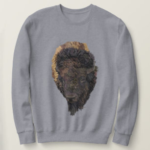 Detailed Illustration of an American Bison Head Sweatshirt