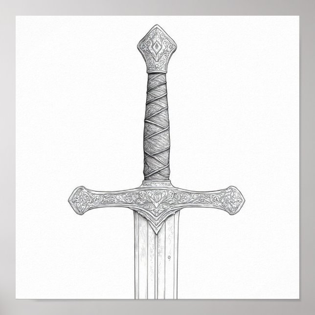 Detailed Knight's Gauntlet and Sword Grip Colourin Poster (Front)