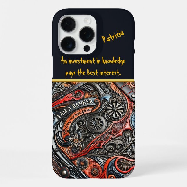 Detailed Leather Artwork Showcasing Banking Theme iPhone Case (Back)