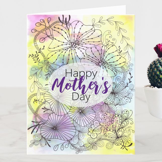 Detailed Line Art Soft Colour Palette Mother's Day Holiday Card (Creator Uploaded)