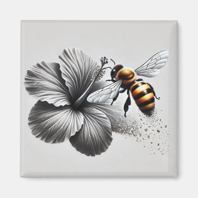 Detailed Macro View of a Honeybee Magnet (Front)