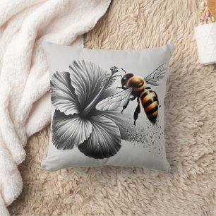 Detailed Macro View of a Honeybee Throw Pillow