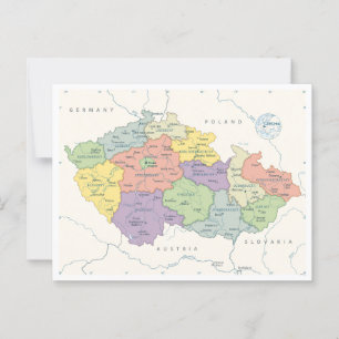 Detailed map of Czech Republic Postcard