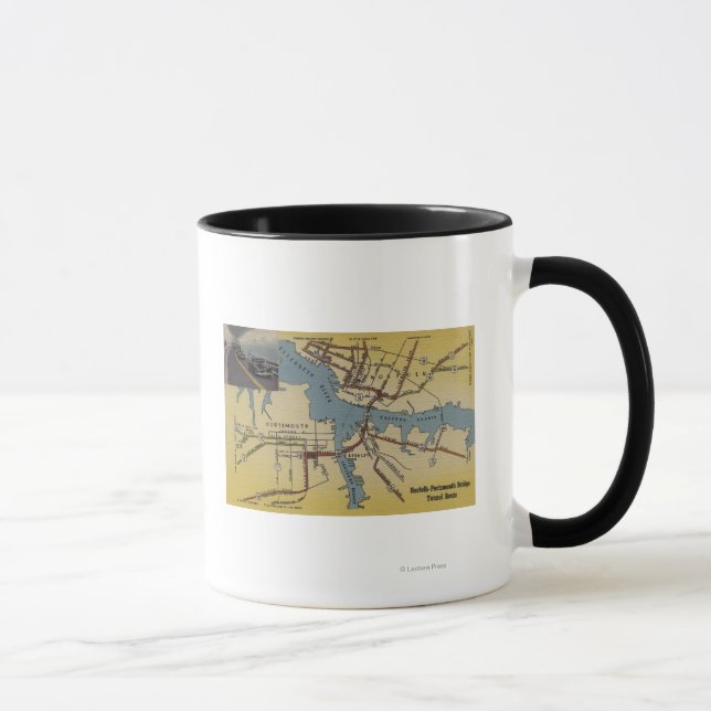 Detailed Map of Norfolk-Portsmouth Bridge Tunnel Mug (Right)