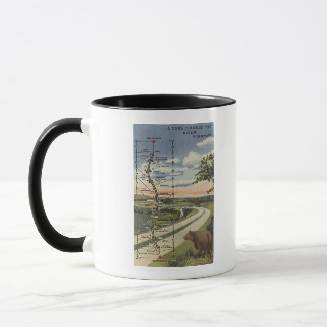 Detailed Map of the "Dream Highway" Mug (Left)