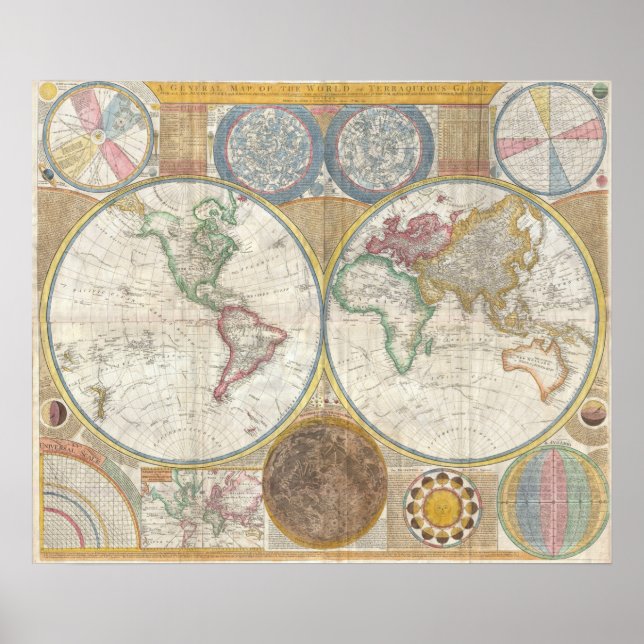 Detailed Old Map of the World Poster (Front)