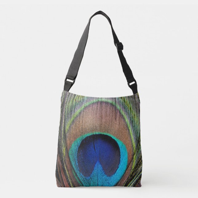 Detailed Peacock Feather Crossbody Bag (Front)
