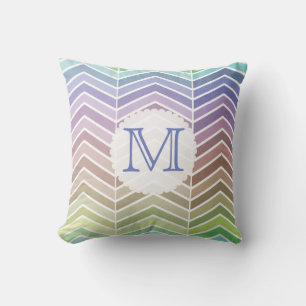 Detailed Rainbow and Textured Chevron Pattern Throw Pillow