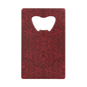 Detailed Red Floral Wallpaper Credit Card Bottle Opener