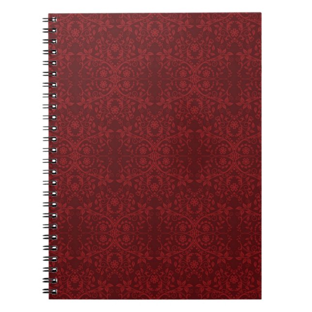 Detailed Red Floral Wallpaper Notebook (Front)