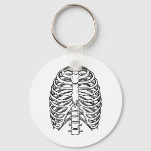 Detailed Rib Cage Anatomy Line Art Keychain
