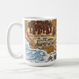 Detailed Santa Cruz Tourist Map – Coastal Landmark Coffee Mug
