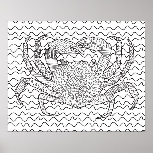 Detailed Sea Crab Doodle 2 Poster (Front)
