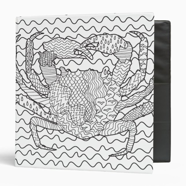 Detailed Sea Crab Doodle Binder (Front/Inside)