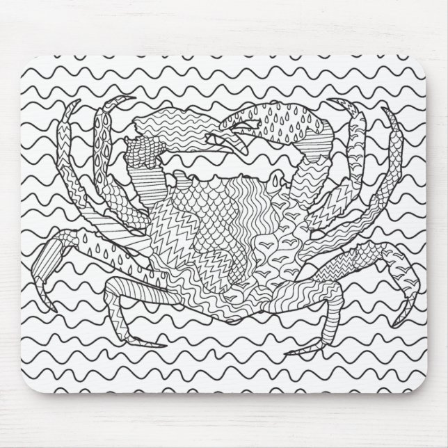 Detailed Sea Crab Doodle Mouse Pad (Front)