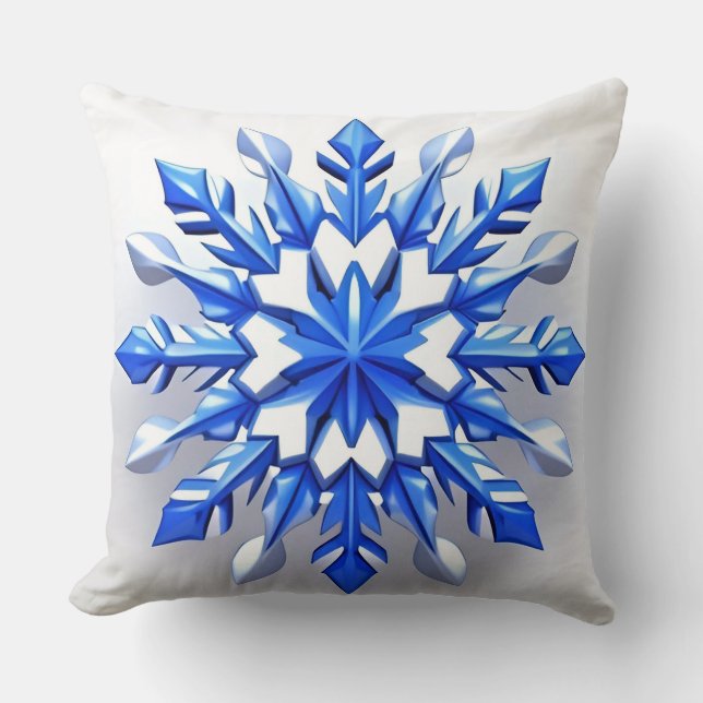 Detailed Snowflake Design Throw Pillow (Front)