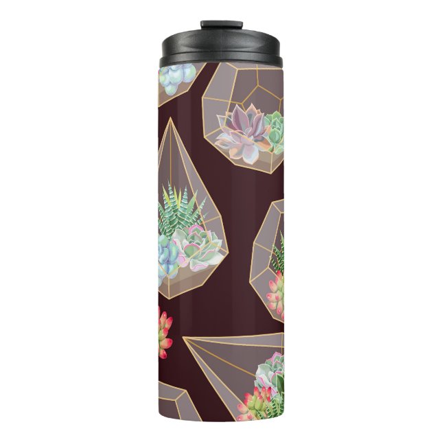 Detailed Succulent Cactus Seamless Pattern Thermal Tumbler (Front)