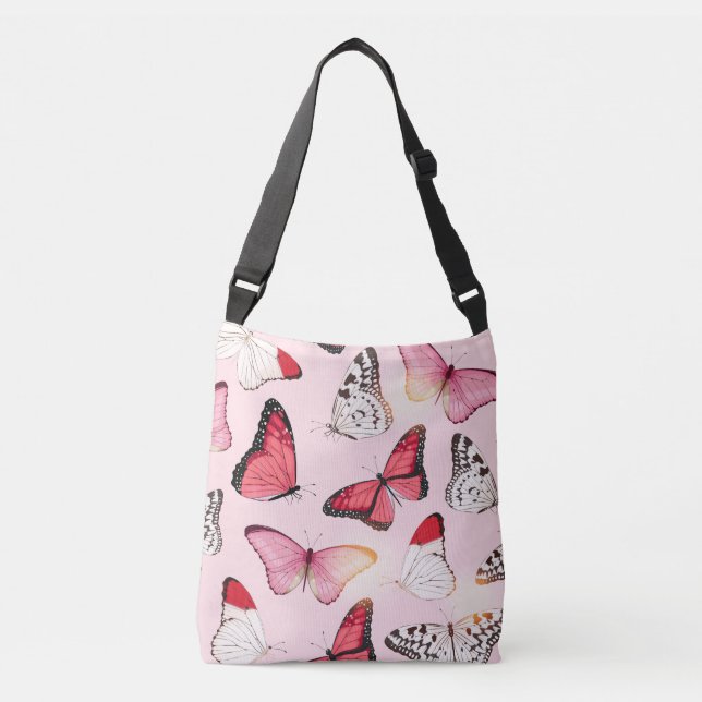 Detailed Tropical Butterfly: Vintage Pattern Crossbody Bag (Front)