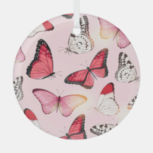 Detailed Tropical Butterfly: Vintage Pattern Glass Ornament