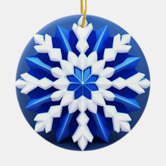 Detailed White Snowflake Design Ceramic Ornament