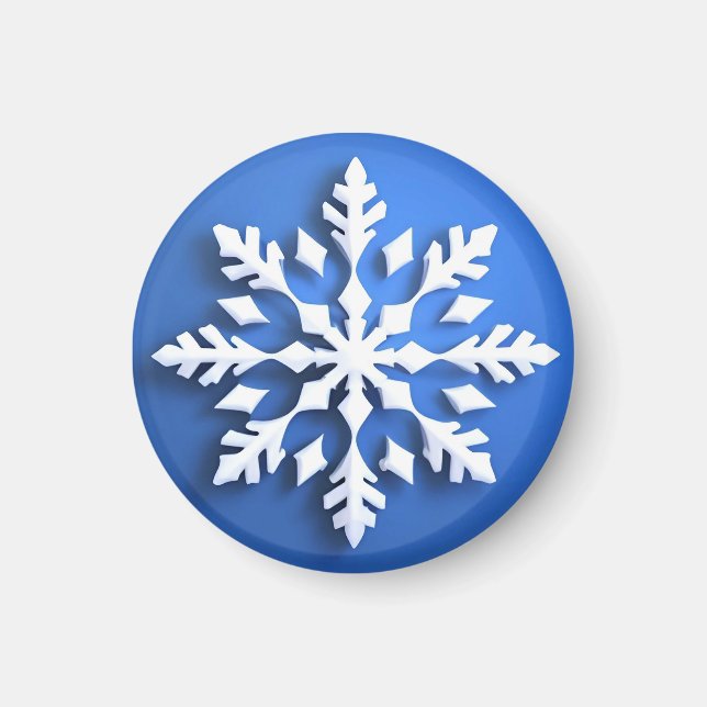 Detailed White Snowflake Design Magnet (Front)