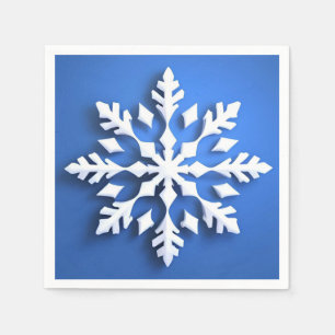 Detailed White Snowflake Design Napkin