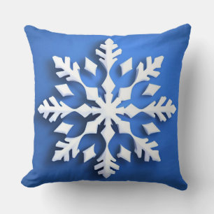 Detailed White Snowflake Design Throw Pillow