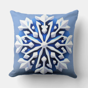 Detailed White Snowflake Design Throw Pillow