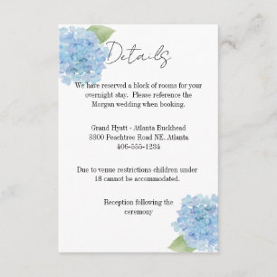 Details Card Wedding Hydrangea