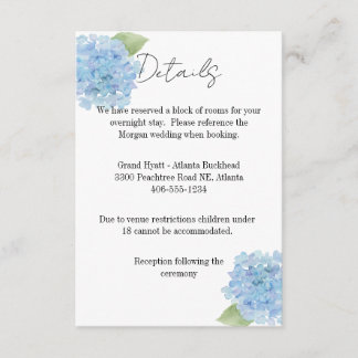 Details Card Wedding Hydrangea