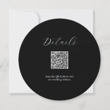 Détails Carte de code QR Mariage noir et blanc