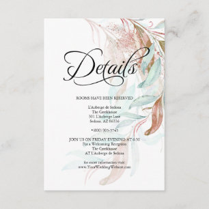 DETAILS    Coral Aqua Teal Cascading Foliage Enclosure Card