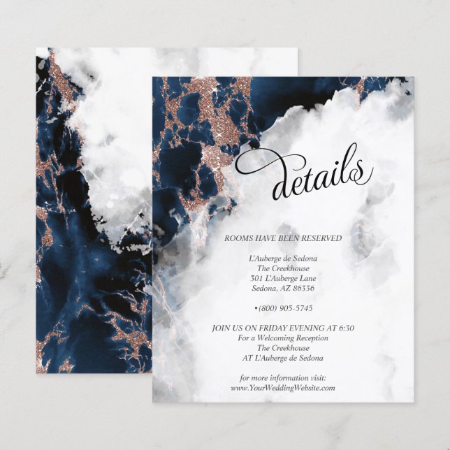 Details Dana-Navy Blue Rose Gold Watercolor Geode (Front/Back)