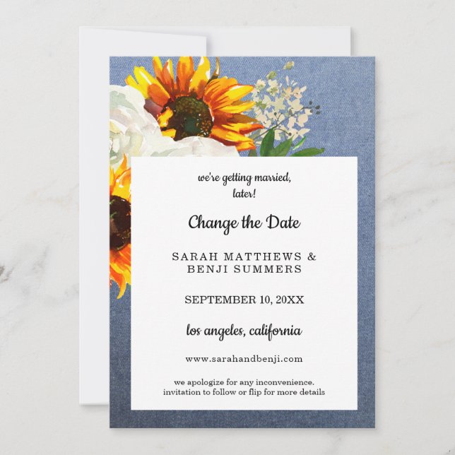 Détails de la carte Changement de date Fleur de to (Devant)