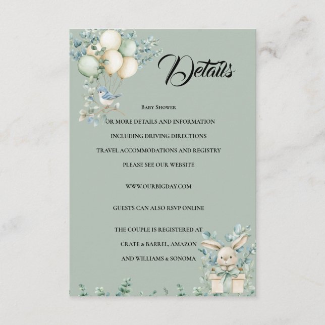 Détails de la carte de boîtier baby shower (Devant)