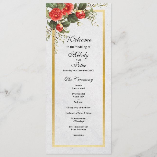 Détails de la cérémonie de mariage Menu de Noël Ro (Devant)