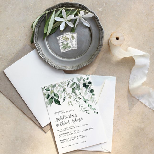 Détails de l'eucalyptus Mariage budget, invitation (Créateur téléchargé)