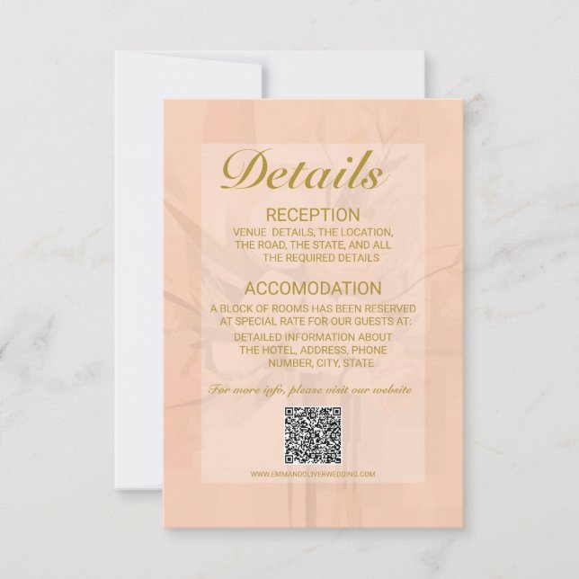 Détails de mariage élégant tendance Carte de boîti (Devant)